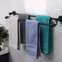TocTen Double Bath Towel Bar - Thicken SUS304 Stainless Steel Towel Rack for Bathroom, Bathroom Accessories Double Towel Rod Heavy Duty Wall Mounted Towel Holder (Black, 30IN)