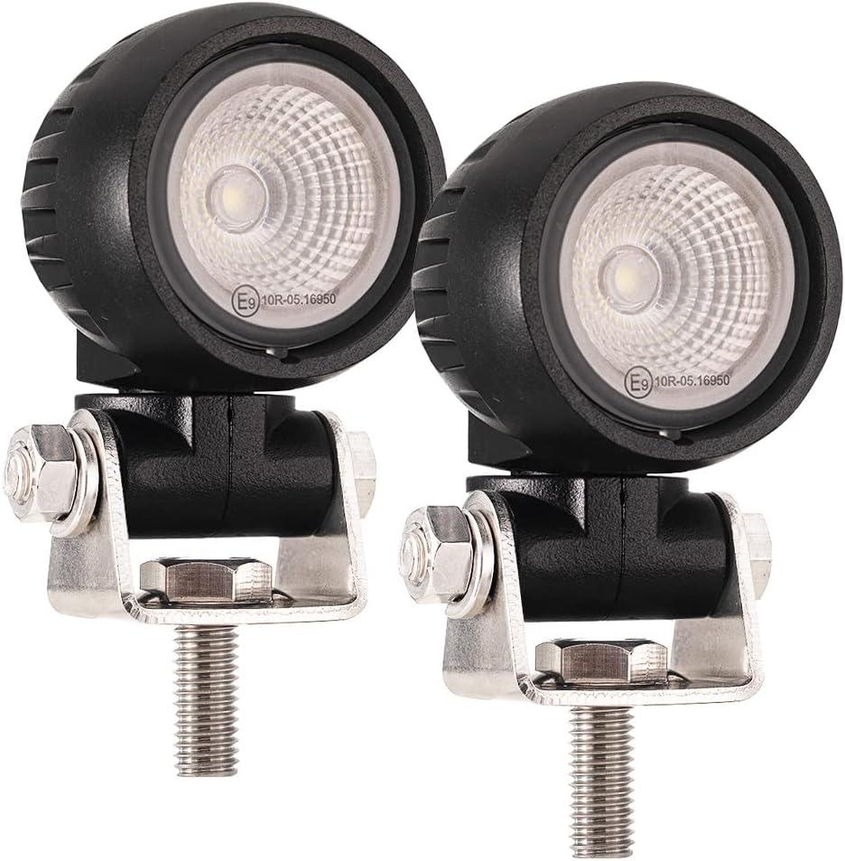 Raycharm Offroad 2" Round LED Fog Light Pods for Motorcycle, 6000K Cool-White Long Range Flood Beam, Rugged Die-Cast Aluminum Housing, Corrosion Resistant Waterproof, 12V/24V DC, 2-Pack