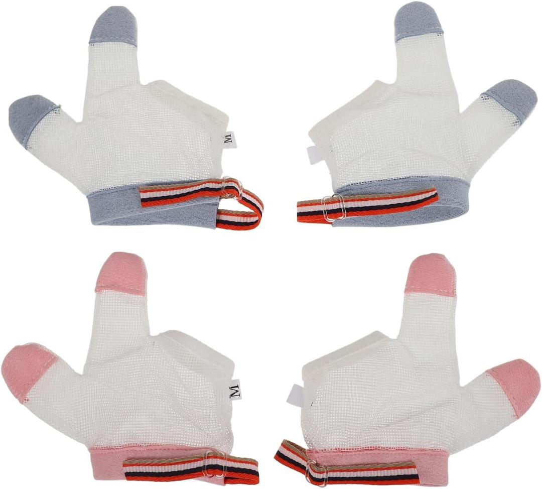 2 Pairs Thumb Sucking Guard Gloves Stop for Kids,Baby Anti Finger Sucking Gloves Breathable Washable Effective Nail Biting Treatment