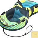 Snow Tube with Towable Leash, AirsFish Inflatable Snow Sled Heavy Duty Cover Wear-Resistant & Antifreeze Material Sledding Tubes for Winter Sports, Glacier Surge