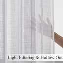 Estelar Textiler White Linen Boho Farmhouse Curtains for Bedroom, Textured Embroidered Curtains 90 Inches Long, Soft Light Filtering Semi Sheer Grommet Top Drapes for Living Room, 52Wx90L, 2 Panels