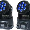 XPCLEOYZ 2PCS Moving Head Dj Lights,7 x 12W RGBW Stage Lighting Mini Moving Head, DMX DJ Lights Remote Control Sound Activated, Mini Moving Heads Wash Light for Parties