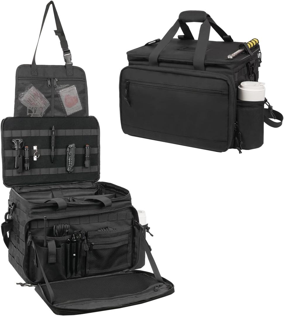 SCAVATA Patrol Bag Law Enforcement, Police Gear Car Front Seat Vehicle Organizer Bags with MOLLE System, Police Officer Duty Backpack, Multiple Storage Pockets Space, Black