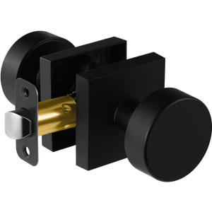 Modern Passage Door Knobs - Matte Black Interior Handles for Closet & Hall