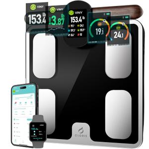 CLORIS 8 Electrodes Digital Smart Scale for Body Weight Fat Accurate BMI Muscle Mass 28 Body Composition Measurement Health Analyzer with App Bluetooth, Full-Color TFT LCD on Retractable Handle