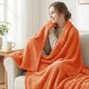 Exclusivo Mezcla Fleece Bed Blanket Queen Size, Super Soft and Warm Blankets for Couch, Sofa and Bed Waffle Textured, Cozy, Fuzzy and Lightweight (Burnt Orange, 90x90 Inches)