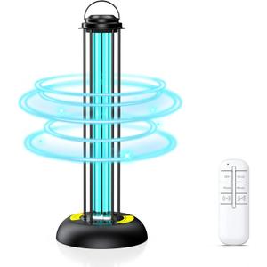 UV Light Sanitizer, 100W Ultraviolet Lamp with Remote Control for Bed Bugs and Dust Mites, Home Disinfection Device UV Lamp with Motion Sensor,3 Speed Timings for Home, Room & Kitchen