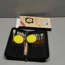 DUGATO Artist Paint Brush Set (15pc) - Short Handle Hog Bristle Brushes for Oil, Acrylic, Gouache, Watercolor - Includes Pop-Up Case, Palette Knife & Sponges - Professional Art Supplies