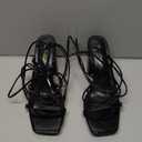 Elisabet Tang Women's Strappy Chunky Heels Sandals, 3 inch Low Block Heels Lace Up Ankle Wrap Heels Square Open Toe Tie Up Heeled Sandals Shoes, Size 8