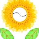 Dingion Funny Sunflower Halloween Costume Yellow Flower Headgear with 2 Pieces Green Gloves for Halloween Sun Cosplay (22.8 Inches)