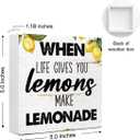 Motivational Office Decor, When Life Gives You Lemons Make Lemons Wooden Block Sign 5x5x1 INCH, Funny Lemon Quote Plaque, Inspirational Kitchen Wall Art