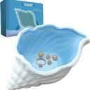 Ceramic Conch Shell Jewelry Tray, Blue Shell Jewelry Dish, Trinket Dish, Earring Ring Holder Dish Ocean Coastal Decor Jewelry Plate Tray Key Bowl for Jewelry Christmas Room Beach Decor