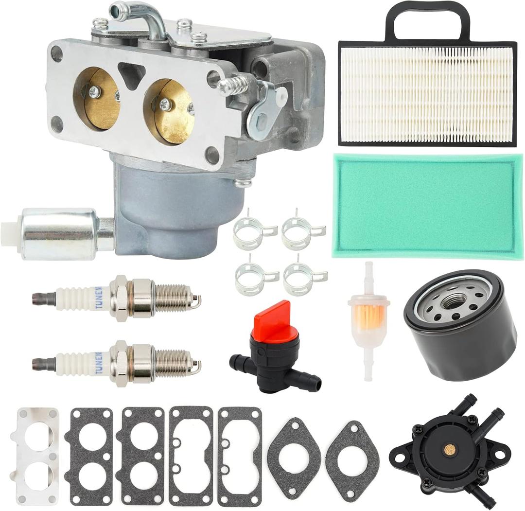 791230 Carburetor, Compatible with B,S 407777 20HP 21HP 23HP 24HP 25HP V-Twin Engine, 699709 499804 Carburetor Kit for John Deere MIA10632 LA150 LA145 LA130 L120 Lawn Mower Air Filter