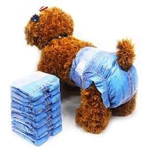Pet disposable dog diaper Jeans style puppy female dog diapers (3 pack, 23pcs) (XS)