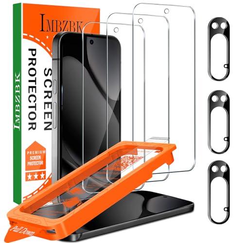IMBZBK [Auto-Dust Removal] 3 Pack Screen Protector for Google Pixel 10 Pro XL [Phone Case Friendly], 3 Tempered Glass Camera Lens Protector Accessories, Military Grade Shatterproof