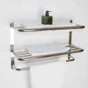 Bathroom Shelf 3-Tier Wall Mounting Rack with Towel Bars, ULIFESTAR Stainless Steel 24 Inch Towel Shelf, Heavy Duty Bath Towel Bars Floating Shelves Towel Rack for Hotel, Kitchen and House Lavatory