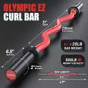 47" Olympic EZ Curl Bar 500-lbs Capacity Steel Barbell Suitable for 2" Weight Plates, 2-Inch Curl Bar for Weight Lifting,Hip Thrusts,Squat,Biceps-Home Gym Weight Bar