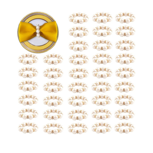 80Pcs Gold Pearl Napkin Rings, Napkin Ring Holder Serviette Buckles Included Storage Bag for Dinners, Home Party, Wedding, Table Decor and Daily Use