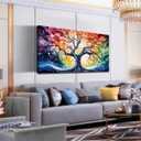 Large Canvas Wall Art Colorful Tree Picture Modern Living Room Bedroom Home Office Wall Decor Framed Canvas Prints Ready to Hang Size 24x48