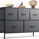 WLIVE Dresser for Bedroom with 5 Drawers, Long Storage Tower Organizer Unit, Fabric Dresser, Storage Drawer Unit with Fabric Bins for Closet, Hallway, Dark Grey, Size L