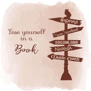 Family Lose Yourself in a Book Happiness Quote Wall Decal Decoration Book Titles Fun Destination Sign Kids Book Lovers Lasts Years and Easily Removable - Size: 20 in(W) x 20 in(H)