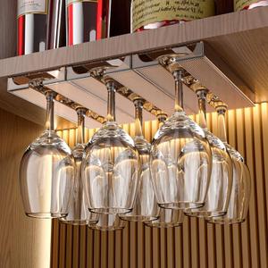 Wine Glass Rack 4 Pack Wine Glass Holder Under Cabinet Translucent Wine Glass Holder, Stemware Holder Glass Storage Hanger Organizer for Kitchen and Bar (Amber)