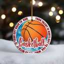 3 x Basketball Christmas Ornament 2025 Ceramic Round 2.9 Inch Keepsake with Faith Quote Inspirational Sports Gift for Basketball Players, Coaches, Athletes & Fans