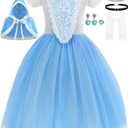 Cinderlla Costume for Little Girls Cosplay Dress Up Party Halloween Christmas Outfit (4-5 Years)
