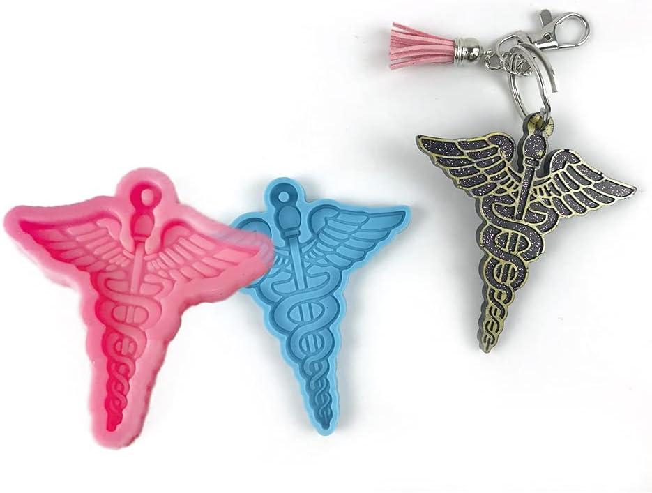 Cestony 2Pcs Medical Emblem Silicone Molds for DIY Key buckle Fondant Biscuit Cookies Sugar Chocolate Hard Candies Dessert Decor Snake wings