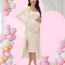 2 Piece Maternity Dress Cardigan Baby Shower Bodycon Fall Tube Maternity Dresses Long Gender Reveal Photoshoot L
