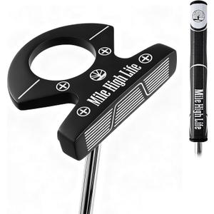 Mile High Life Men’s Right Handed Golf Putter | Innovative Design w/Premium Grip & Enhanced Aim Line for Alignment | Optimized Value Putter Alternative to Major Brands, 35"