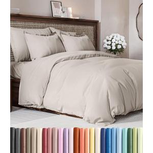 Duvet Cover Full Size Set - Extra Soft Full Duvet Cover 80" x 90" with 2 Pillow Shams - Hotel Luxury, Easy Care & Fade Free w/ Zipper Closures & Ties - All Season, Comfy and Breathable (Light Grey)
