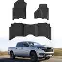 Cartist Floor Mats Fit for 2013-2018 Dodge Ram 1500/2500/3500 Crew Cab,2019-2024 for Dodge Ram 1500 Classic Crew Cab 4 Full Size Doors All Weather TPE Floor Liners for Ram Accessories 1st & 2nd Row