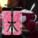 Double Couple Gift for Mom Women-Rose Cute Bear - Rose Adorable Teddy Artificial Bear - Best Gift for Valentines Day, Mothers Day, Anniversary, Birthdays- Clear Gift Box Included!10 Inches Tall (Pink)