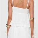 Verdusa Women's Ruffle Babydoll Tops Shirred Camisole Tops Backless Peplum Tops (White, L)