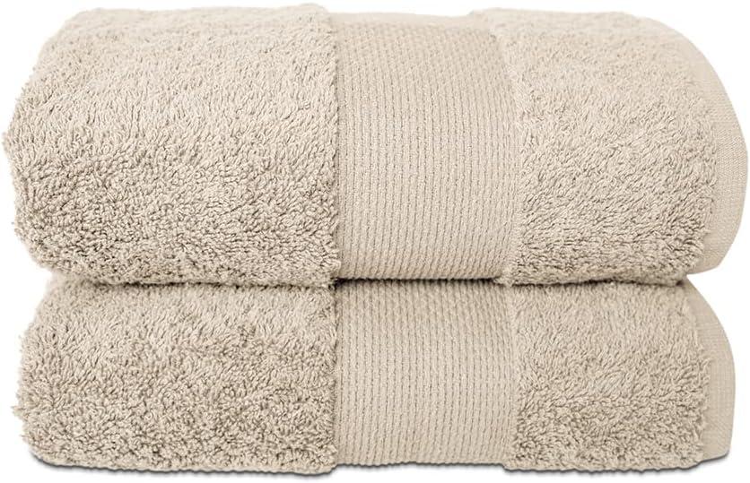 Hencely Luxury Hand Towel - Set of 2 (16x28 Inches) - Soft Turkish Cotton, Absorbent, Quick-Drying Face, Body, Kitchen, and Bathroom Towel (Hand Towels 2 Pack, Beige)