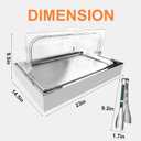 Ice Food Serving Display Tray with Clear Roll Top Cover & 2 Stainless Steel Tongs, Chilled Buffet Server Food Display Platter with 3 Ice Packs for Seafood, Parties, Catering & Hotel