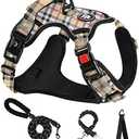 NESTROAD No Pull Dog Harness with Leash, Reflective No Choke Pet Vest Harness,Adjustable Soft Padded Dog Harness with Easy Control Handle for Large Dogs(Checkered Beige,Large)