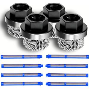 Airless Paint Sprayer Filter Kit, Suction Tube & Spray Gun Filters, Replacement 246385 287032, 60 Mesh, 12 Pcs Compatible with Most Airless Paint Sprayers Ultra Max II LineLazer Series
