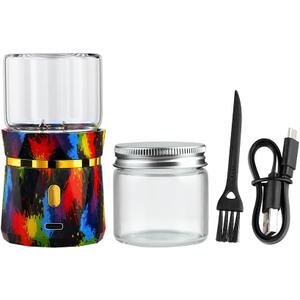 Electric Grinder, Small Spice Grinder Electric Grinders Mini Size 2inx3.5inches with 2pcs 1.7oz/50ml Glass Jar Rechargeable Automatic Small Grinder