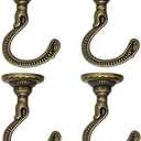 Large Swag Ceiling Heavy-Duty Hooks with Complete Hardware Kit - Ideal for Hanging Plants, Ceiling & Drywall Installation (4 Sets Antique Brass)