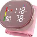 Guaever Wrist Blood Pressure Monitor Rechargeable BP Machine with 5.3"~7.7" Cuff, 2120 Memory, One-Button Switch Memory and User, Professional Automatic Wrist BP Cuff BP Monitor for Family (Pink)