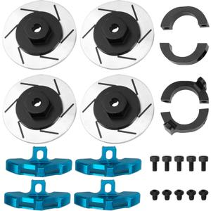 4Pcs ShareGoo CC02 RC Brake Disc,Metal 12mm Wheel Hex Hub Adapter Brake Disc Decoration Compatible with Tamiya CC02 CC-02 1/10 RC Crawler Car (Blue)