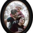 Decorative Oval Picture Frame, Black with Gold Trim, 8x10 inches, Glass Front
