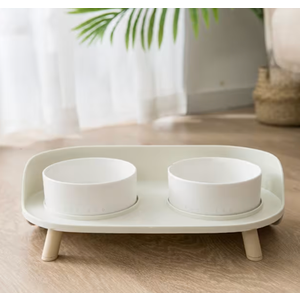 Elevated Ceramic Dog Bowl Set  Double Dog Feeding Bowls with Stand Splash Proof  Raised Dishes for Food and Water  Ideal for Small to Medium Dogs  2 x 850 ml  28.74 oz