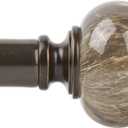 KAMANINA 1 Inch Curtain Rods for Windows 72 to 144 Inches (6-12ft) Bronze Heavy Duty Curtain Rod, Adjustable Long Drapery Rods with Marbled Finials