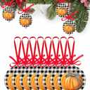 Christmas Hanging Ornaments, Thanksgiving Pumpkin Bow Black White Buffalo Check Plaid Autumn Fall Acrylic Christmas Hanging Decorations for Tree, Gift Box, Home Decor, Parties, 8 Pcs-3.7x3 Inch