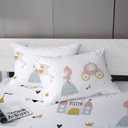 MUSOLEI Princess Fitted Sheet Set Cute Girl Castle Sheet Girl Bed Sheets Girls Teens Kids Bedding Set 1 Deep Pocket Fitted Sheet with Pillowcases Microfiber (Princess, Full)