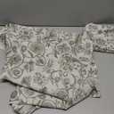 jinchan Small Window Curtains 45 Inch Linen Floral Curtain Set for Kitchen Bathroom Cafe Curtains Light Filtering Window Treatment Farmhouse Cottagecore Back Tab Drapes 2 Panels Green on Beige