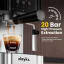 olayks Professional 20-Bar Espresso Coffee Maker, Semi-Automatic with Steam Wand Milk Frother, All-in-One Machine with 1.8L Removable Tank for Latte Cappuccino, Easy Clean